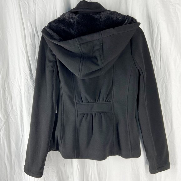 BOGO Black Toggle Faux Fur Lined Full Zip Peacoat Size M - Picture 2 of 11